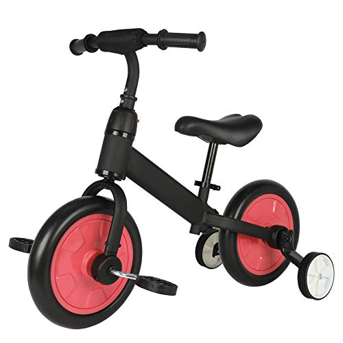 Sfeomi Bicicleta de Equilibrio para Niños 12 Pulgadas Bici para Niños con Pedales Desmontables Bicicleta de Equilibrio Infantil con Rueda Auxiliar (Rojo)