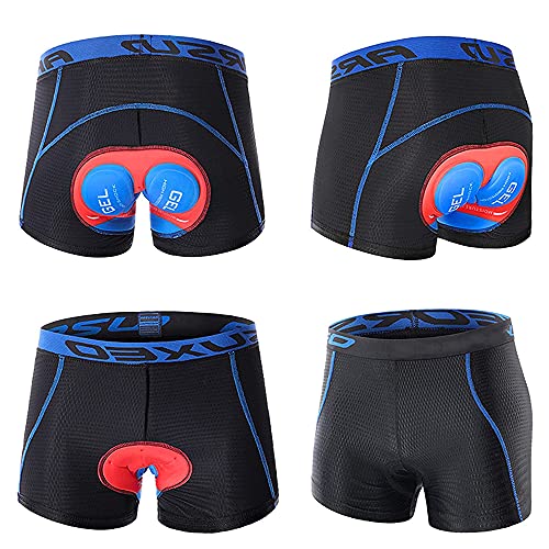 SFITVE Antideslizantes antalones Cortos de Ciclismo,Ligeros Transpirables Hombres Ropa Interior de Bicicleta con 5D Gel Acolchado,MTB Boxer Ciclismo Pantalones Cortos(Size:L,Color:Cojín Rojo + Azul)