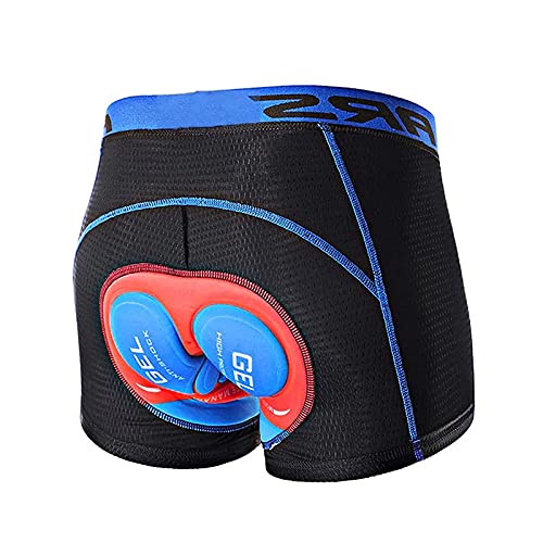 SFITVE Antideslizantes antalones Cortos de Ciclismo,Ligeros Transpirables Hombres Ropa Interior de Bicicleta con 5D Gel Acolchado,MTB Boxer Ciclismo Pantalones Cortos(Size:L,Color:Cojín Rojo + Azul)