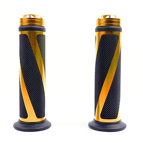 SFONIA 2pcs Manijas para Moto Puños de Manillar Agarraderas Moto 22MM 7/8" Caucho Antideslizante Universal para Moto Scooter Quad Cruiser Off Road (Amarillo)