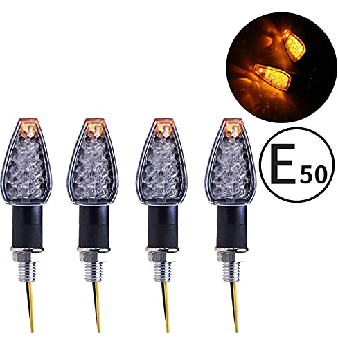 SFONIA 4pcs Intermitentes Moto Indicadores de Motocicleta Luces de Señal de Vuelta de 14 LED 12V Luz Indicadora de Vuelta Impermeable Universal para Motocicleta Scooter Quad Cruiser Off Road