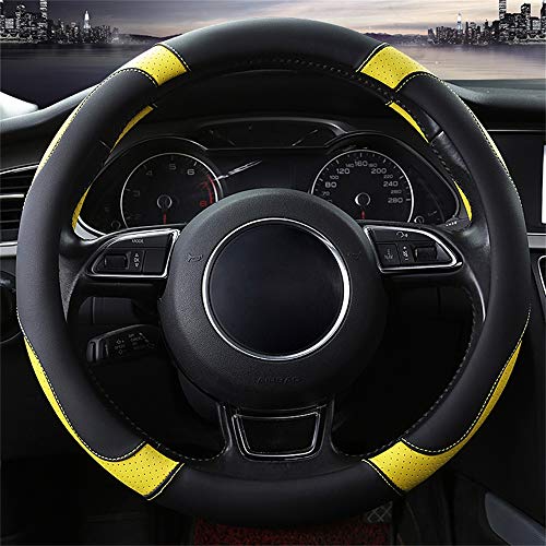 SFONIA Cubierta del Volante Fundas para Volante de Cuero del Microfibra Universal 37-38cm / 15" Antideslizante Transpirable Durable (Amarillo)