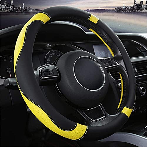 SFONIA Cubierta del Volante Fundas para Volante de Cuero del Microfibra Universal 37-38cm / 15" Antideslizante Transpirable Durable (Amarillo)