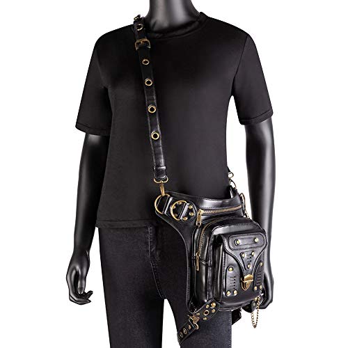 SHANGGUAN Bolsa de explosión Mujer Amazon Ebay Steampunk Retro Motocicleta Bolsa Damas Hombro Bolsa de Mensajero (Color : Black)