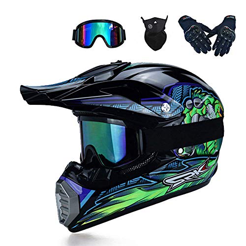 SHANREN Casco de Motocross para Motocross, Casco Descenso, Downhill Enduro Casco, ATV MTB Casco, Motos Deportivas Off-Road Racing Casco Casco De Motocross Four Seasons Totalmente Cubierto,L