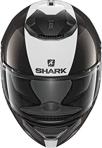 SHARK Spartan Carbon Skin Casco de Moto, Hombre, Negro/Blanco, L