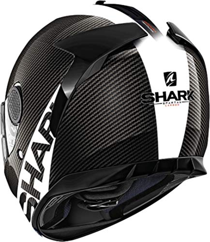 SHARK Spartan Carbon Skin Casco de Moto, Hombre, Negro/Blanco, L