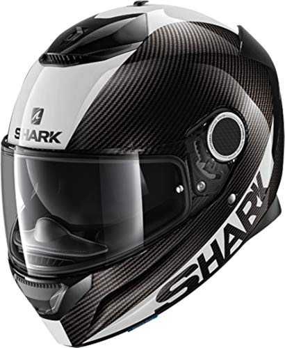 SHARK Spartan Carbon Skin Casco de Moto, Hombre, Negro/Blanco, L