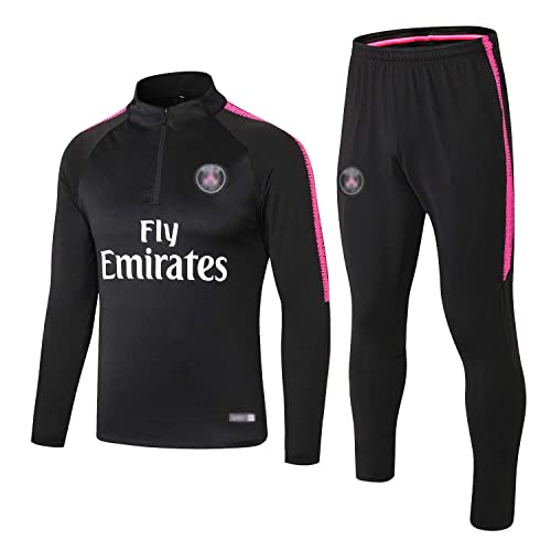 SHCOOCY Chándales de fútbol Portugal para hombre, chándal de entrenamiento de fútbol para club de fútbol PṢG chándal de manga larga para adultos Paris, primavera y otoño unisex (Negro 1, m)