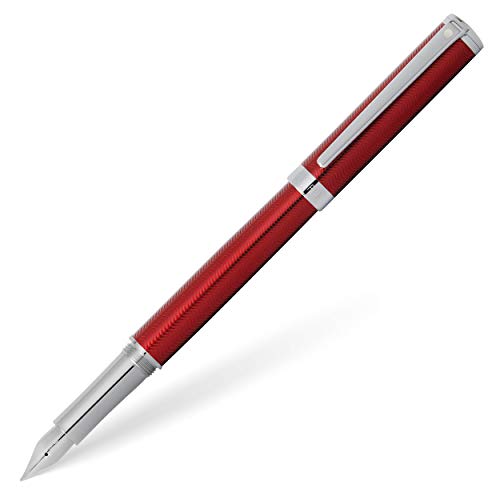 Sheaffer E0924553 Pluma Estilográfica Intensity Plumín Punto Medio Espigado con Detalles, Rojo Translúcido/Cromo