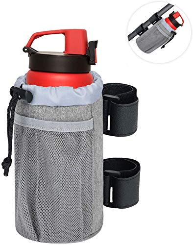 SHENGYUE Soporte para vasos de bar, soporte para vasos de bebidas UTV para scooter/bicicleta/barco/golf/carro/silla de ruedas, soporte de velcro con bolsillo de red, cierre ajustable.