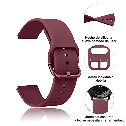 SHENL 3 Pack Correa Compatible con Amazfit GTS, 20mm Pulsera de Repuesto de Silicona Ajustable para Amazfit GTS 2/2 Mini/2e / Amazfit GTR 42mm / Amazfit Bip/Amazfit Bip Lite (Negro/Rosa/Vino Rojo)