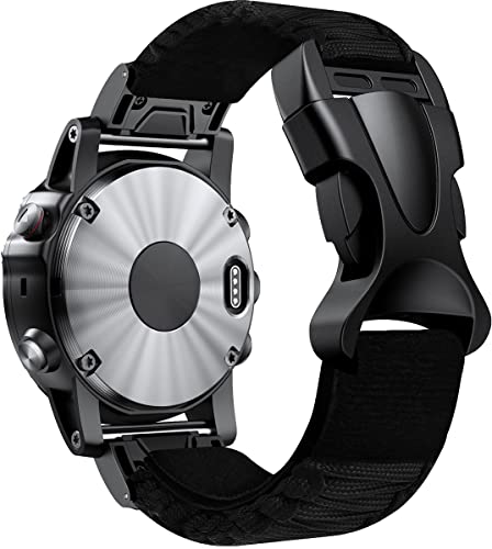 Shieranlee Compatible con Fenix 5X / Fenix 6X, Correa de Reloj de Nailon de Tejido rápido de 26 mm con Cierre de Acero Inoxidable para Garmin Fenix 6X Pro/Sapphire, Fenix 5X / 5X Plus, Fenix 3/3 HR