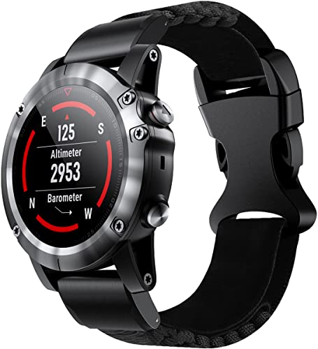 Shieranlee Compatible con Fenix 5X / Fenix 6X, Correa de Reloj de Nailon de Tejido rápido de 26 mm con Cierre de Acero Inoxidable para Garmin Fenix 6X Pro/Sapphire, Fenix 5X / 5X Plus, Fenix 3/3 HR