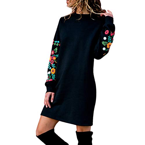 SHOBDW Liquidación Venta Moda Mujer Sexy Nueva Otoño Invierno Sudadera con Capucha Larga Sudadera Jersey Pullover Manga Larga Vestido (S, U-Negro)