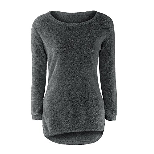 SHOBDW Mujer Suéter para Mujer Cuello Redondo Cárdigan Ocasional Sólido Suelto Otoño Invierno Tops de Manga Larga Cálido Prendas de Punto Jersey Jerséis Blusa Abrigo Vestido(Gris,S)