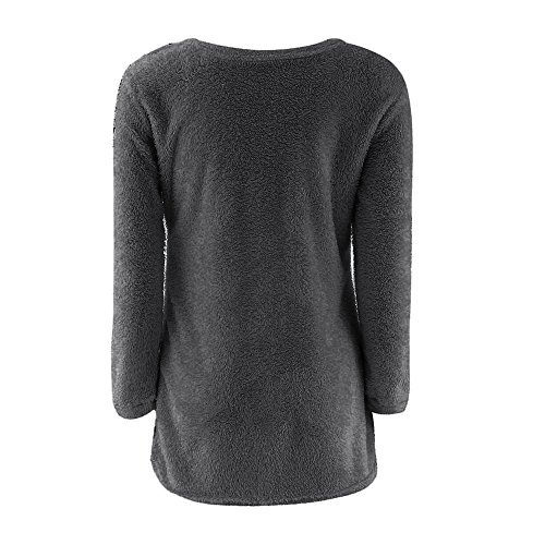 SHOBDW Mujer Suéter para Mujer Cuello Redondo Cárdigan Ocasional Sólido Suelto Otoño Invierno Tops de Manga Larga Cálido Prendas de Punto Jersey Jerséis Blusa Abrigo Vestido(Gris,S)