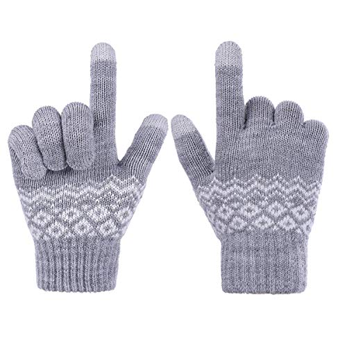 Sholov Guantes Touch screen para Mujer/Hombre, Guantes abrigadores para el hogar, Guantes Termicos Para el Clima frío al Aire Libre, Conducir Antiviento Regalo Ideal (Flor gris)