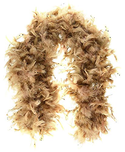 shoperama Boa de plumas larga, diseño de búho, color marrón, 180 cm