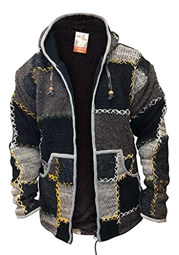 Shopoholic Fashion De Lana Hombres Patchwork súpercálido Chaqueta - Multi, Medium