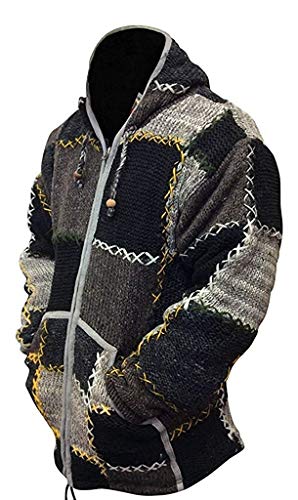 Shopoholic Fashion De Lana Hombres Patchwork súpercálido Chaqueta - Multi, Medium