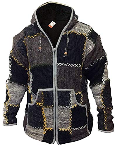 Shopoholic Fashion De Lana Hombres Patchwork súpercálido Chaqueta - Multi, Medium