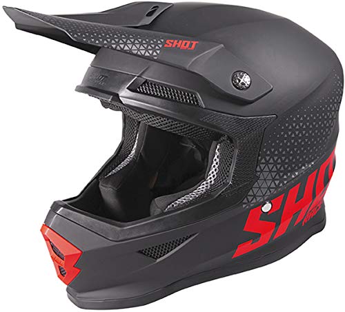 SHOT - Casco de Cross Furious Raw Negro y Rojo Mate, Talla S