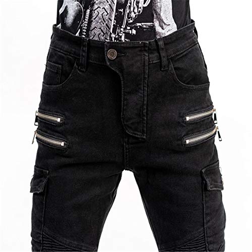 SHUOJIA Hombre Motocicleta Pantalones Jeans Con Protección Motorcycle Biker Pant 4 X Equipo De Protección (Black,L)