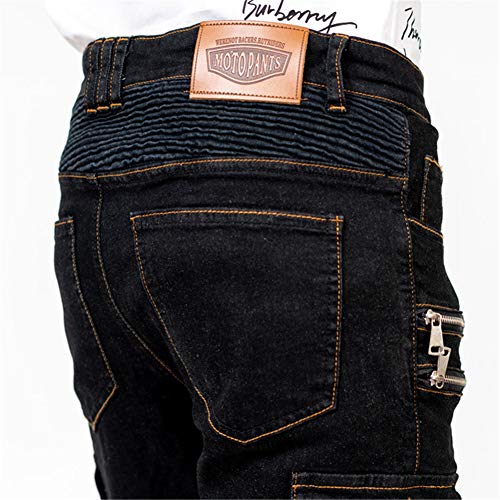 SHUOJIA Hombre Motocicleta Pantalones Jeans Con Protección Motorcycle Biker Pant 4 X Equipo De Protección (Black,L)