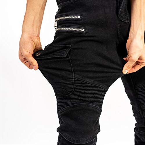 SHUOJIA Hombre Motocicleta Pantalones Jeans Con Protección Motorcycle Biker Pant 4 X Equipo De Protección (Black,L)