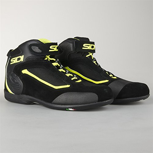 Sidi Gas Botas para Motocicleta, Negro/Amarillo Fluo, 37