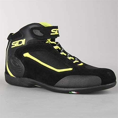 Sidi Gas Botas para Motocicleta, Negro/Amarillo Fluo, 37