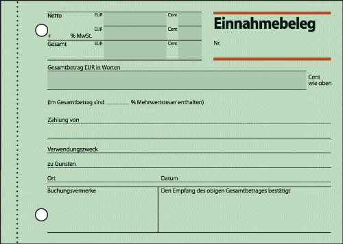 sigel Formularbuch "Einnahmebeleg", A6 quer, 50 Blatt