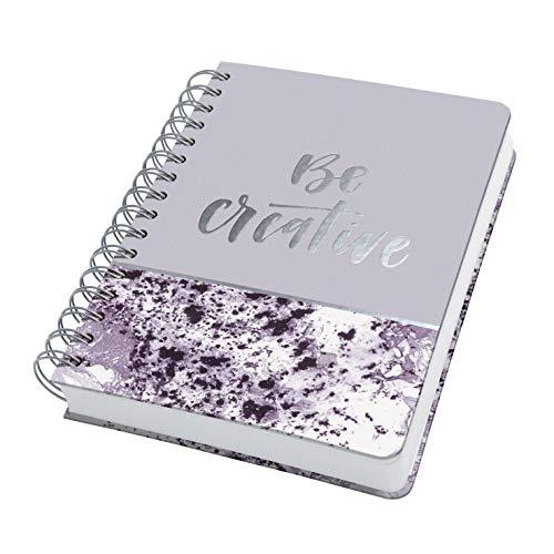 SIGEL JN607 Libreta espiral premium, 16.2 x 21.5 cm, punteado, tapa dura, 2400 páginas, motivo de mármol, violeta/blanco