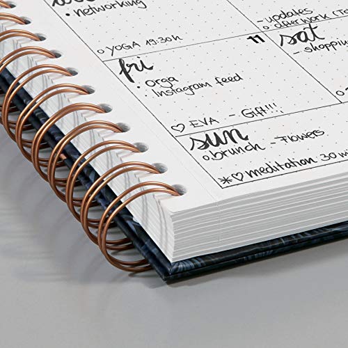 SIGEL JN607 Libreta espiral premium, 16.2 x 21.5 cm, punteado, tapa dura, 2400 páginas, motivo de mármol, violeta/blanco