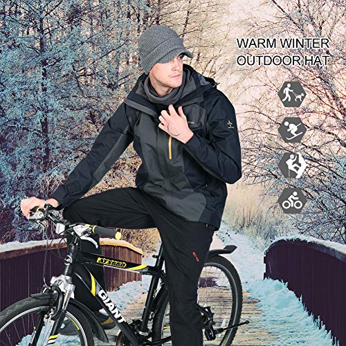 Siggi - Comhats - Conjunto de gorro y bufanda, gorro de punto con visera, de lana, para el invierno, bufanda, de forro polar, braga de cuello, para hombres Gris 69311_Gris M