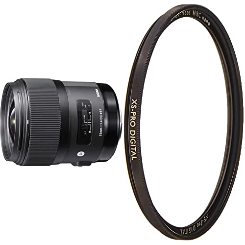 Sigma 340306 35 mm/F 1,4 DG HSM Objetivo para Nikon (Distancia Focal Fija 35mm, Apertura f/1.4-16) Color Negro + B + W XS-Pro Digital Filtro UV para 67 mm