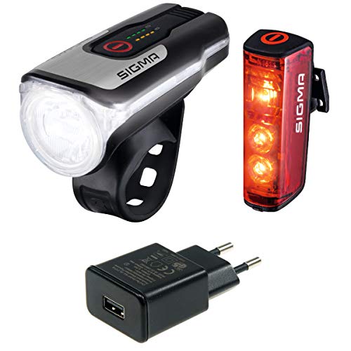 SIGMA SPORT Aura 80 USB/Blaze - Kit de iluminación para coche (cable de alimentación), color negro