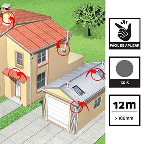 Sika Multiseal SG, Gris, Banda autoadhesiva bituminosa sobre soportes múltiples, para reparación de cubiertas y fisuras en edificios, 10 cmx 12m