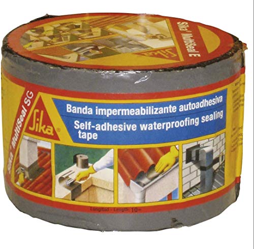 Sika Multiseal SG, Gris, Banda autoadhesiva bituminosa sobre soportes múltiples, para reparación de cubiertas y fisuras en edificios, 10 cmx 12m