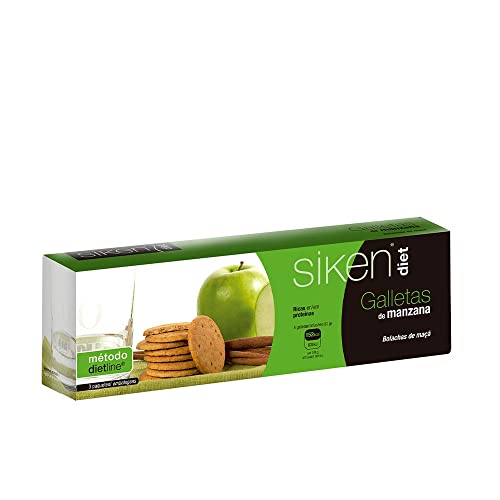 Siken Diet - Galletas de Manzana, Ricas en Proteínas - Caja con 3 Sobres de 5 Galletas, 37.5 g