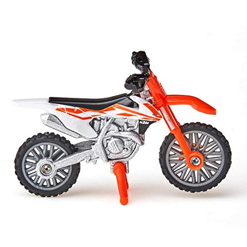 siku 1391, Moto KTM SX-F 450, Metal/Plástico, Naranja/Blanco, Soporte plegable