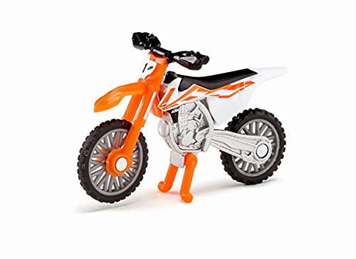 siku 1391, Moto KTM SX-F 450, Metal/Plástico, Naranja/Blanco, Soporte plegable