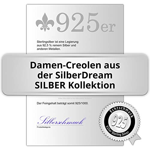 SilberDream Creole X Zircons blancos-Pendientes de plata 925 para mujer SDO380W adorno