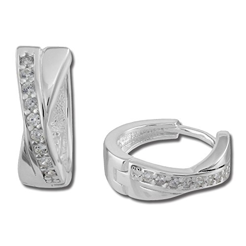 SilberDream Creole X Zircons blancos-Pendientes de plata 925 para mujer SDO380W adorno