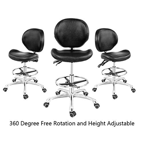 Silla de dibujo con ruedas, taburete ajustable en altura con respaldo y reposapiés para computadora, estudio, taller, aula, laboratorio, mostrador