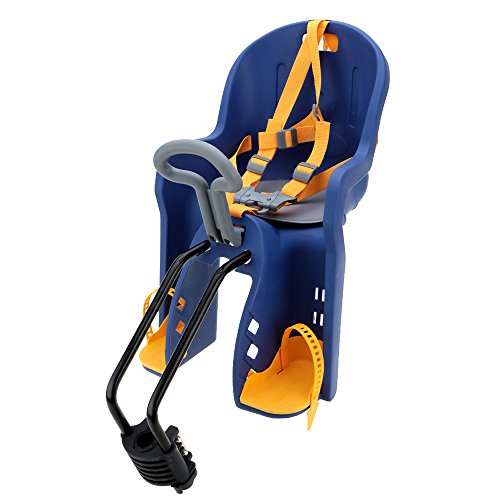 Silla Delantera Bebé Niños para Bicicleta, Asiento Delantero con Agarradero. (Azul/Amarillo)