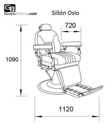 Sillón Barbero Oslo Sillón de Barbero negro con pie hidráulico, giratorio, elevable, reclinable y con cabezal.