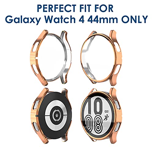 Simpeak 5 Pcs Funda Compatible con Samsung Galaxy Watch 4 44mm, Slim Suave TPU Protector de Pantalla Ligero Anti-Arañazos, Negro,Transparente,Gris,Oro Rosa