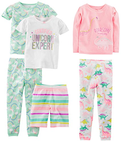Simple Joys by Carter's - Pijamas enteros - para bebé niña multicolor Dinosaur, Rainbow,unicorn 12 Months